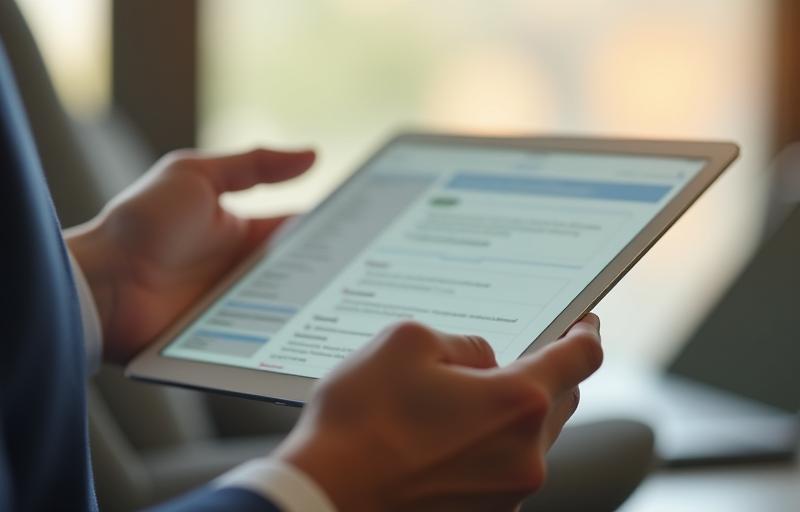 Person reading digital content on a tablet, representing continuous learning